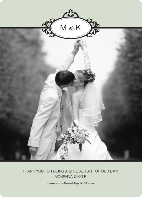 Wedding Photo Thank You Cards – Classic - Celadon