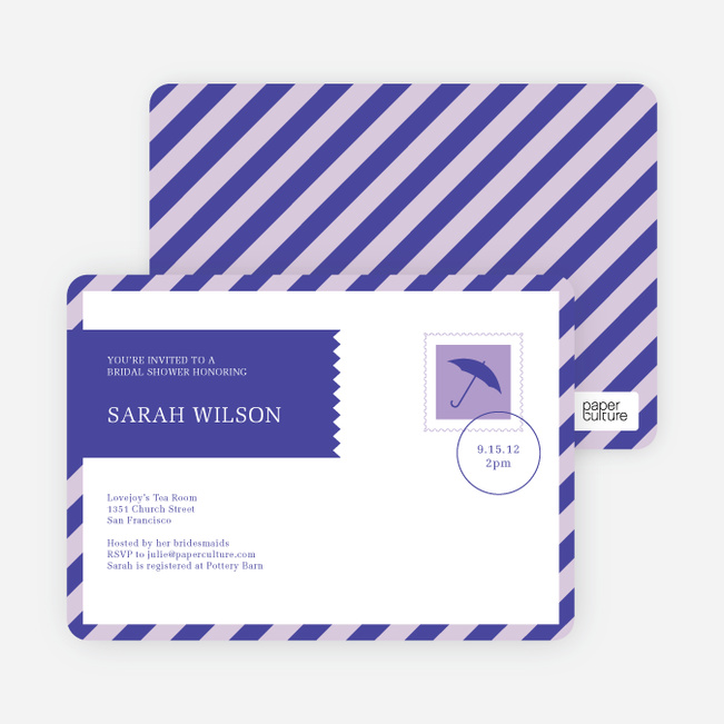 Postcard Wedding Shower Invitations - Purple