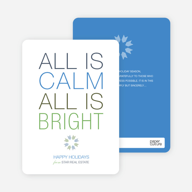 All is Calm Holiday Cards - Royal Blue