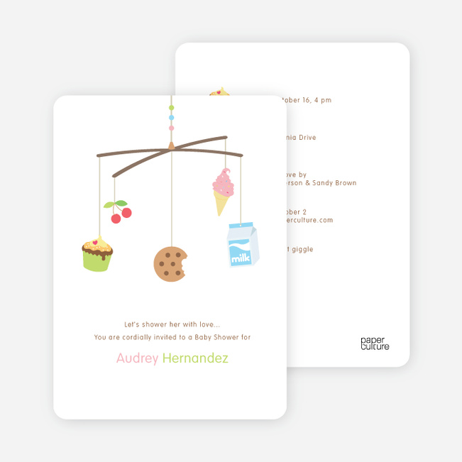 Food Cravings Mobile Baby Shower Invitation - Latte