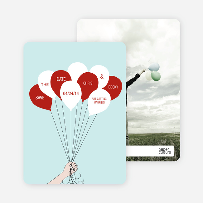 Fun Balloon Themed Save the Date Cards - Red