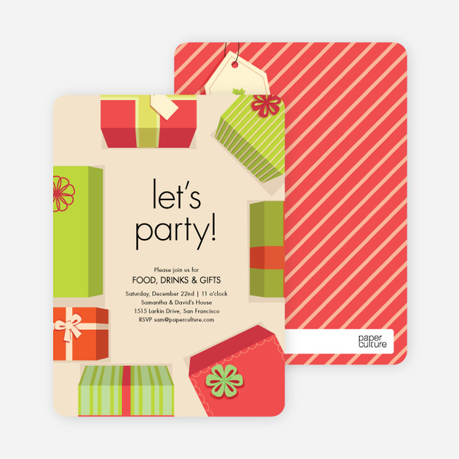 Gift Exchange Holiday Invitations - Green