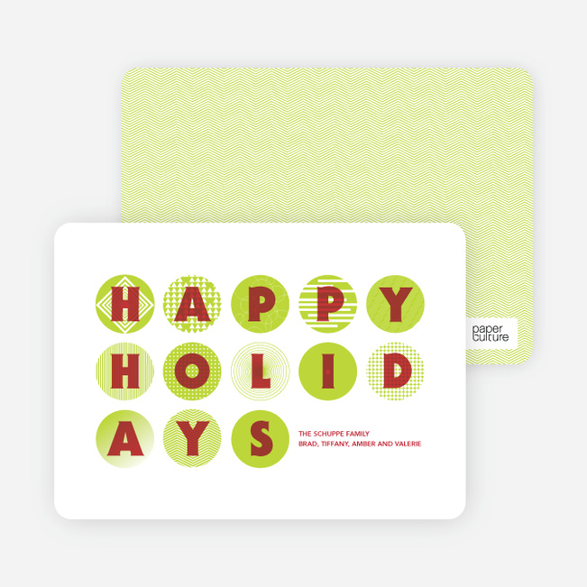 Happy Holidays Christmas Ornament Cards - Lime Green