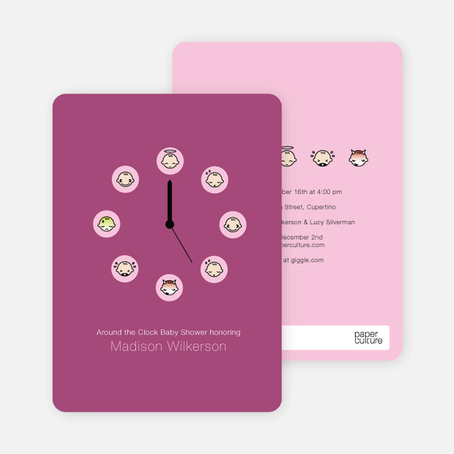 Mood Clock Baby Shower Invitation - Maroon