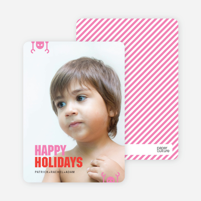 Robot Holiday Greeting Cards - Hot Pink