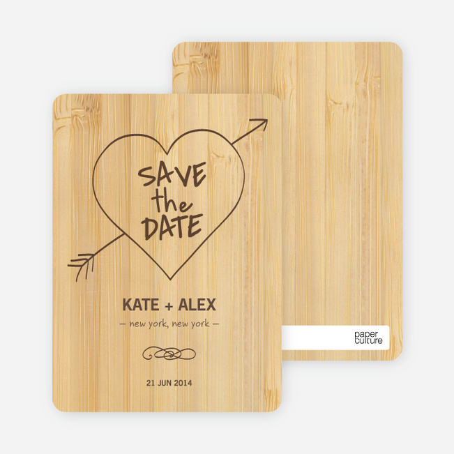 Tree Carving Save the Date Cards - Bamboo