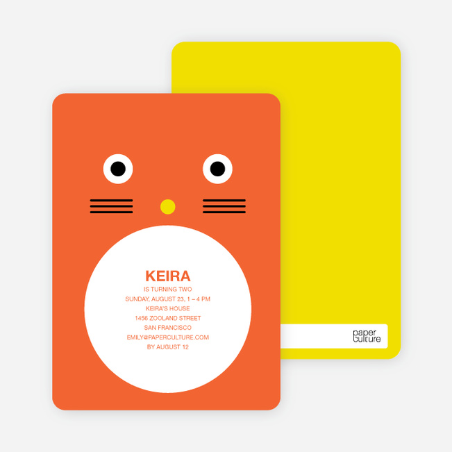 Cat Face Modern Birthday Invitation - Rust Orange