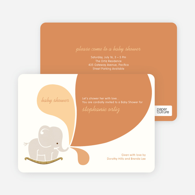 Elephant Rocker Baby Shower Invitations - Orangutan