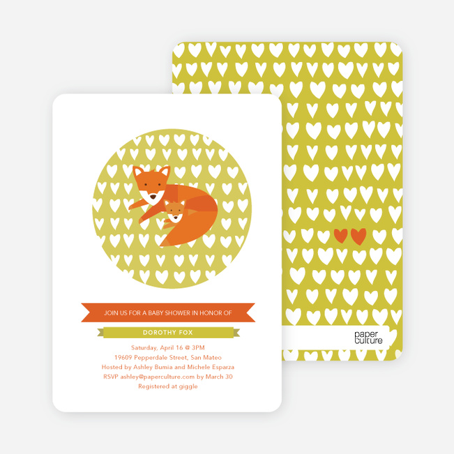 Foxy Mama-to-Be Baby Shower Invitations - Avocado