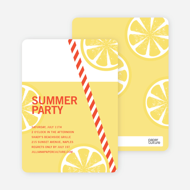 Fresh Lemonade Bridal Shower Invitations - Red