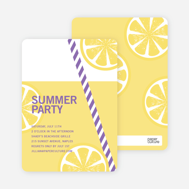 Fresh Lemonade Bridal Shower Invitations - Purple