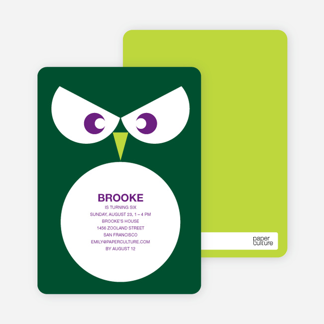 Wise Owl Modern Birthday Invitation - Forest Green