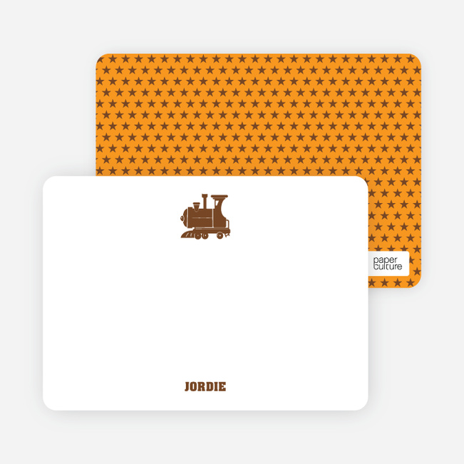 Classic Train Personal Note Cards - Orange