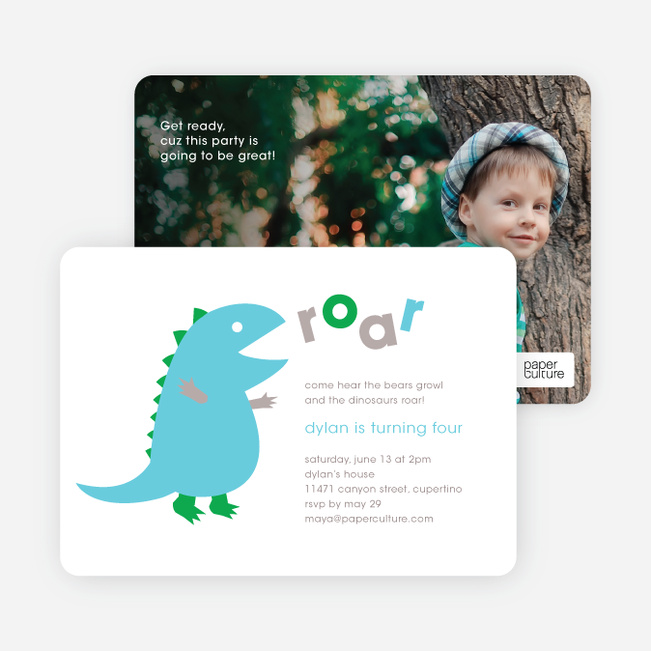 dinosaur modern birthday party invitation paper culture