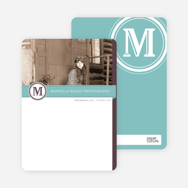 Monogram Photo Stationery - Blue