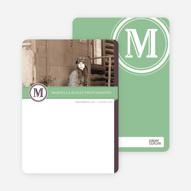 Monogram Photo Stationery - Green