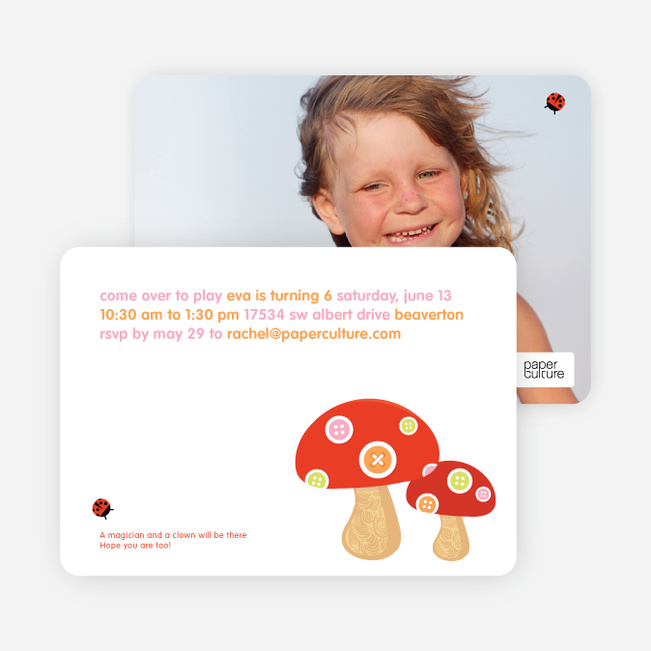 Mushroom Patch Modern Birthday Invitation - Mushroom Brown