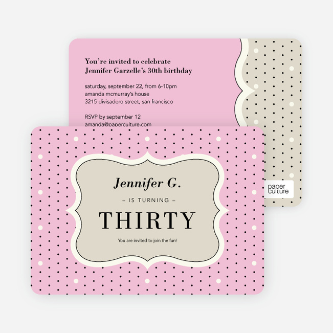 Polka Dot Themed Birthday Party Invitations - Pink