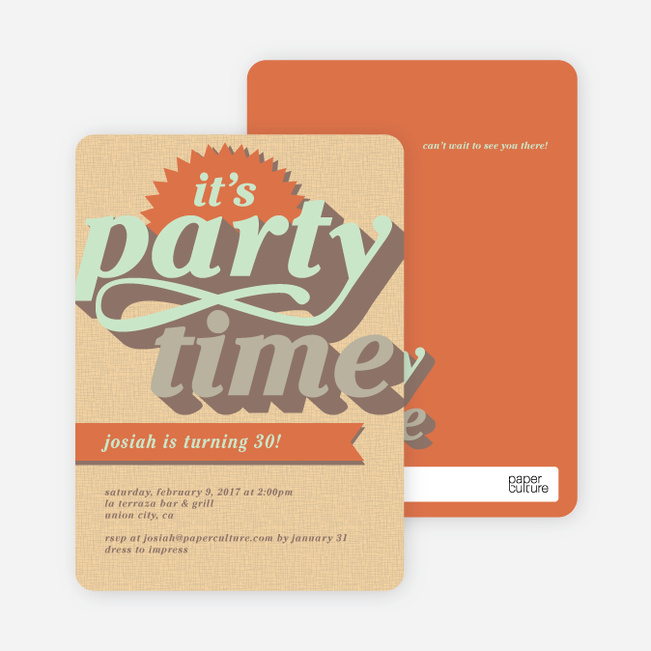 Retro Party Invitations - Brown