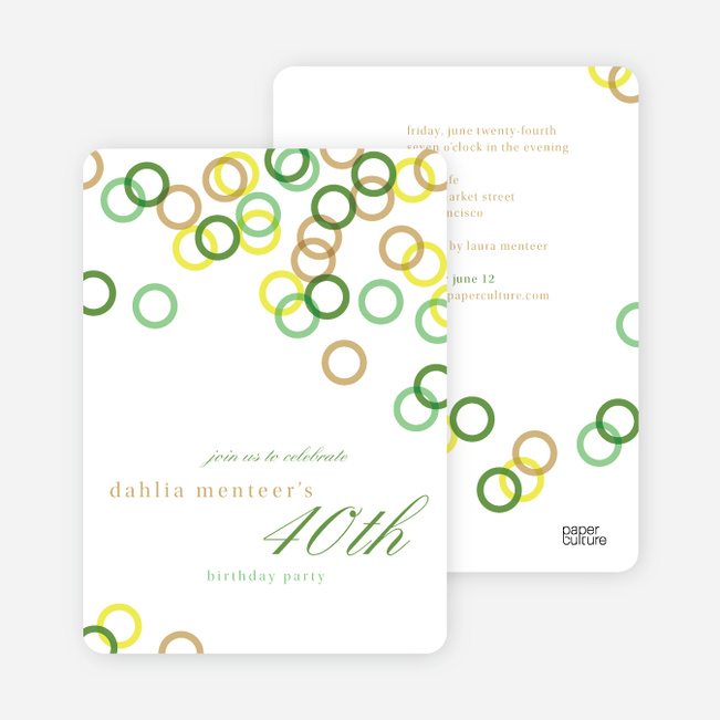 Rings Galore Party Invitations - Green