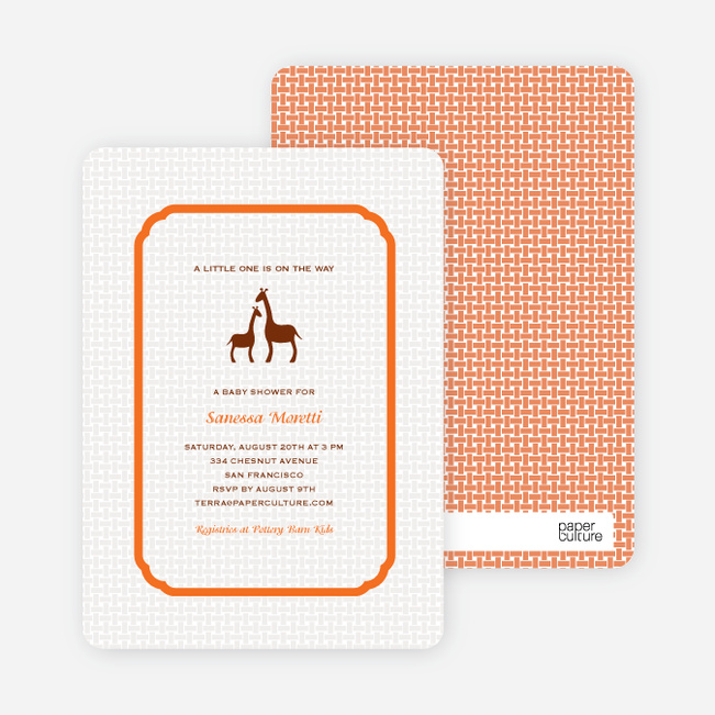 Classic Giraffe Baby Shower Invitation - Classic Orange