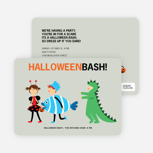 Ladybug, Fish and Alligator Costume Party Invitations - Light Blue