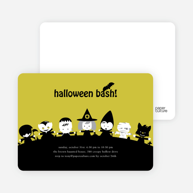 Monster Bash Halloween Party Invitations - Light Pear