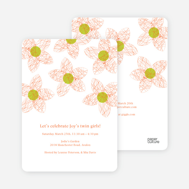 Twin Flowers Baby Shower Invitations - Cinnamon