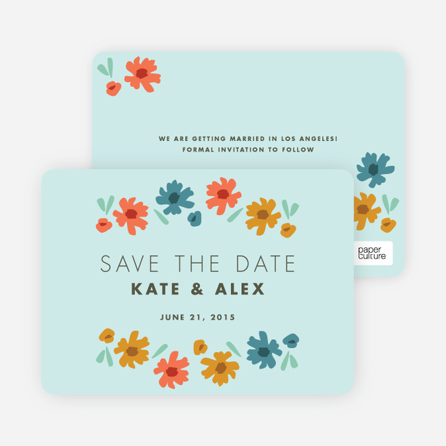 Chic Floral Save the Date Cards - Blue