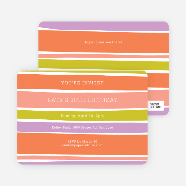 Color Stripe Party Invitations - Multi