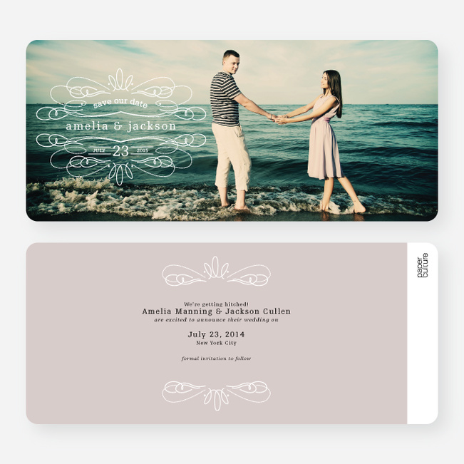 Flourish Save the Date Cards - Beige