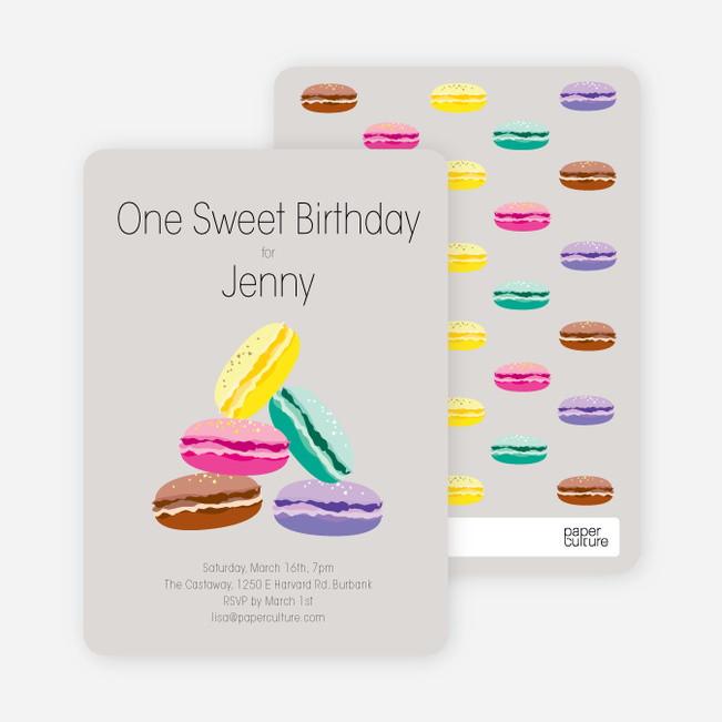 Macaron Party Invitations - Purple