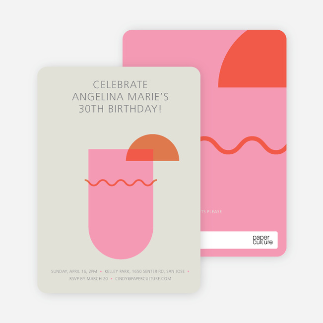 Pink Lemonade and Mai Tai Party Invitations - Pink