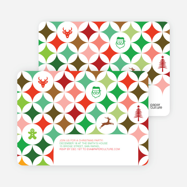 X-Mas Icon Holiday Party Invitations - Multi