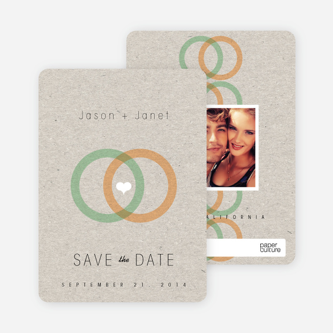 Interlocking Rings Save the Date Cards - Green