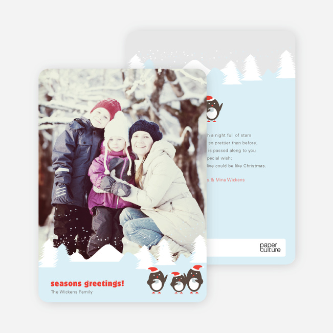 Party on Penguin Holiday Photo Cards - Black
