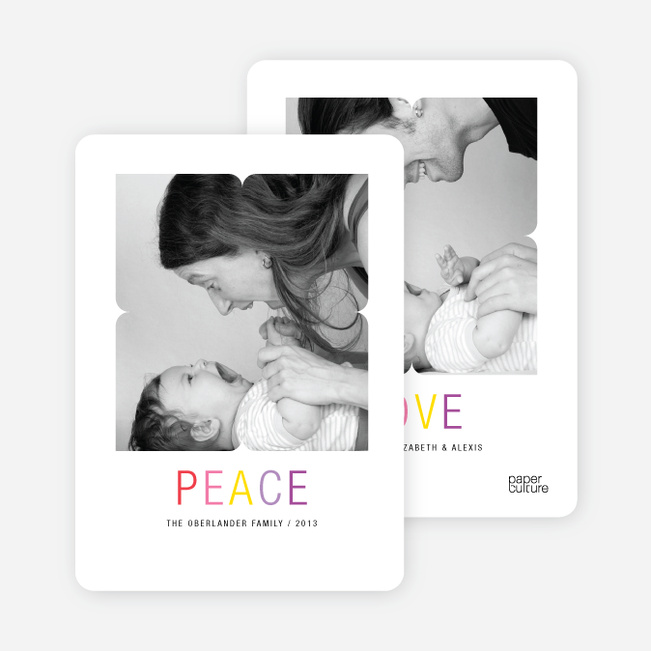 Peace and Love Holiday Photo Cards - Red