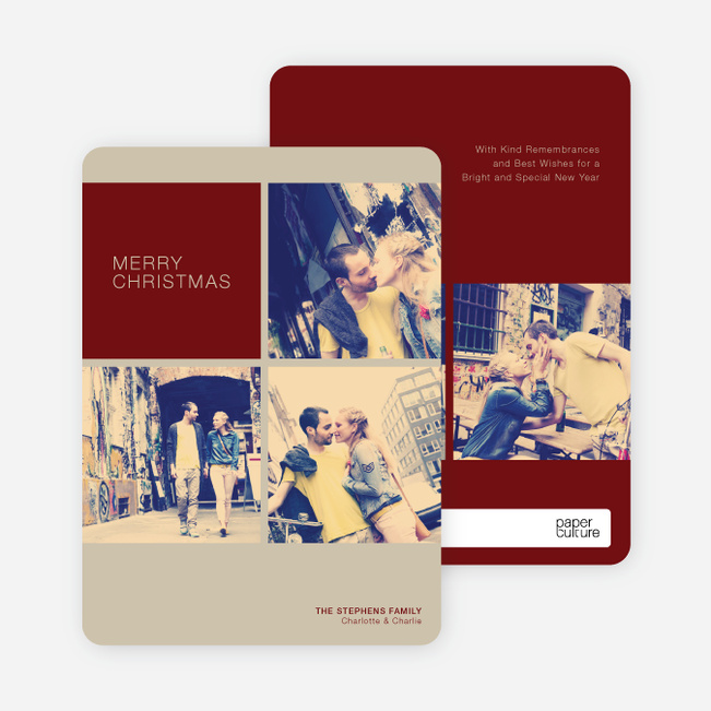 Photobooth Holiday Photo Cards - Burgundy