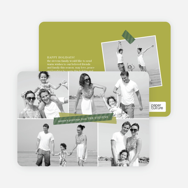 Picture Collage Holiday Photo Card - Green
