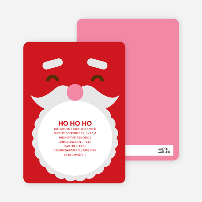 Santa Claus Christmas Card and Party Invitation - Fire Engine Red