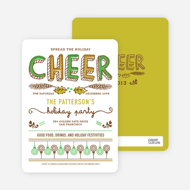 Spread the Holiday Cheer Holiday Invitations - Pistachio