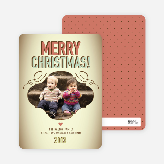 Vintage Christmas Holiday Photo Cards - Salmon