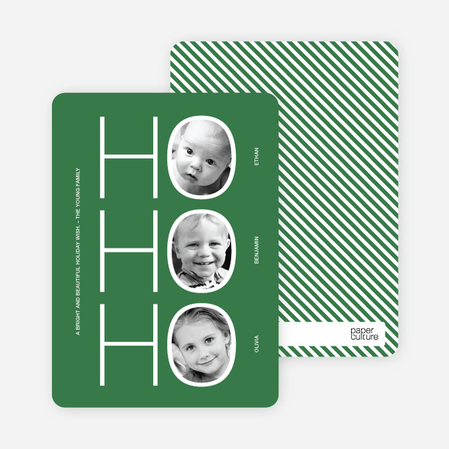 Ho Ho Ho Multi Photo Card (3 photos) - Forest Green