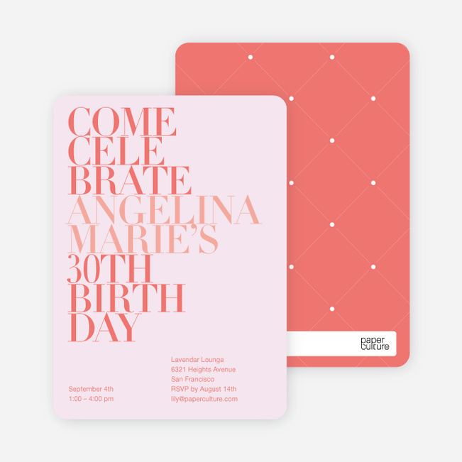 Celebrate Good Times Invitation - Pale Pink