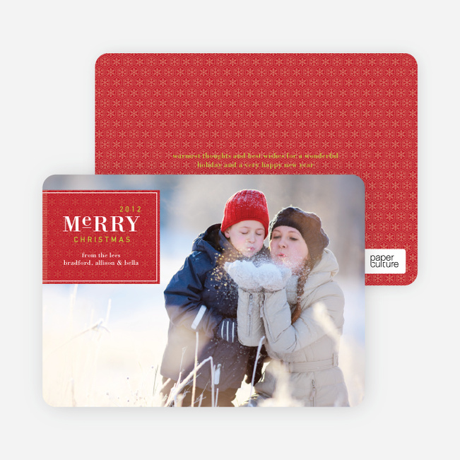 Merry Christmas Badge – Modern Holiday Photo Card - Raspberry