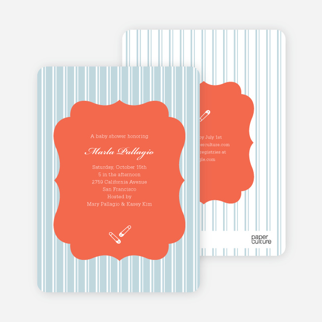 Baby Pin Shower Invitation - Blue Grey