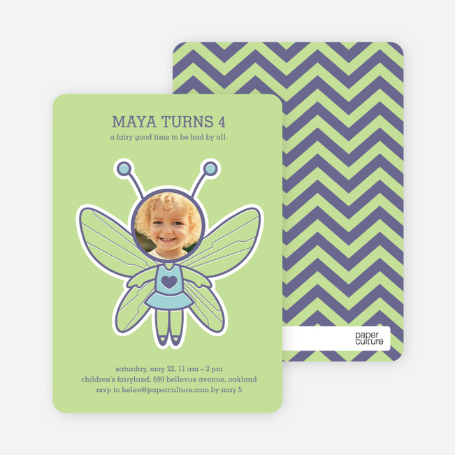 Butterfly Birthday Party Invitations with a Photo - Keylime