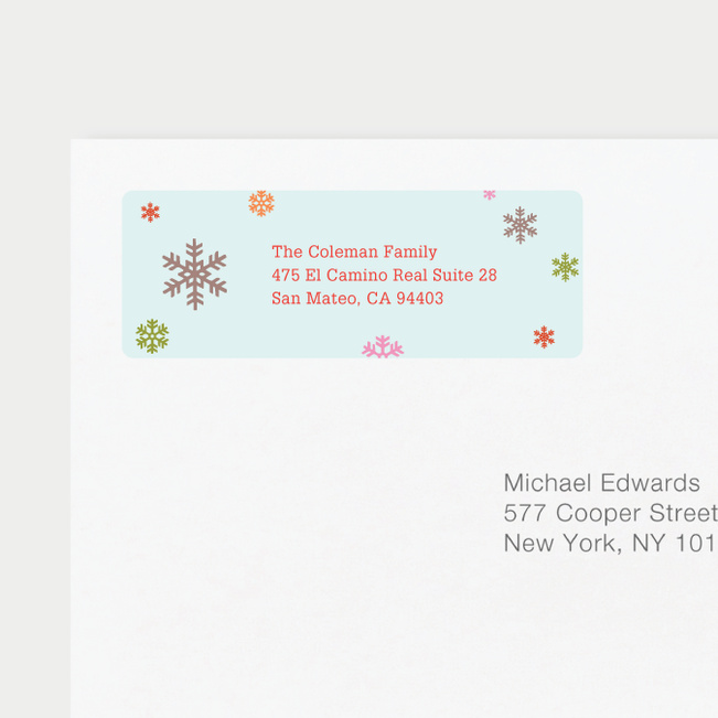 Colorful Snowflakes Personalized Address Labels - Green