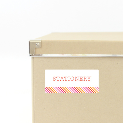 Diagonal Stripe Storage Labels - Pink