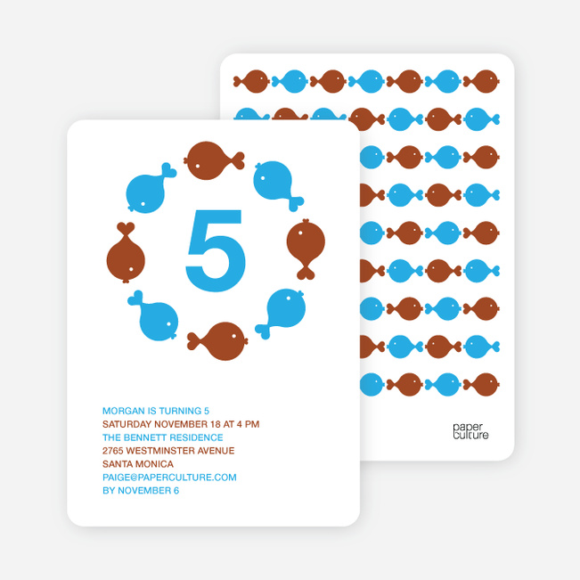 Fish Kaleidoscope Modern Birthday Invitation - Cyan